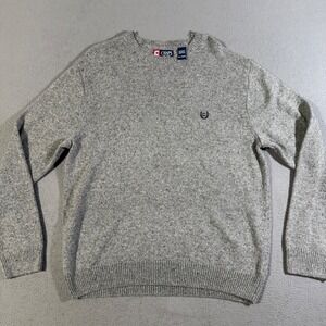 Chaps  Heather Gray Cotton Blend Crew Neck Long Sleeve Sweater Men's Size XL‎